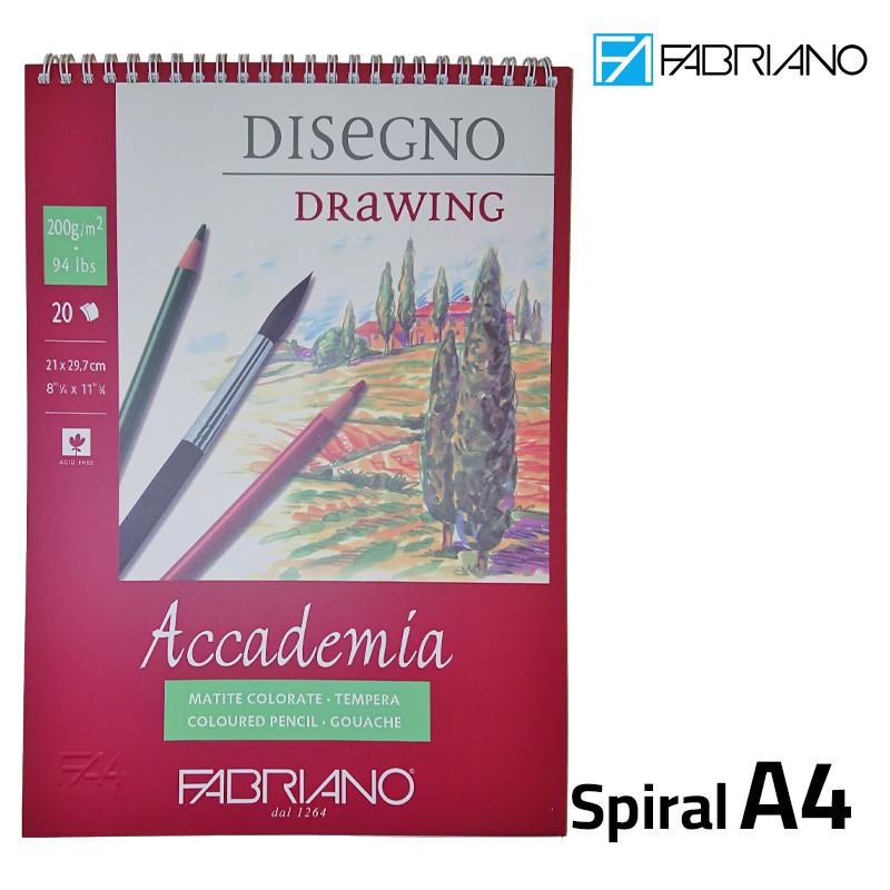 Fabriano Spiral Drawing Pad Academia A4 20 Sheets 200 gsm