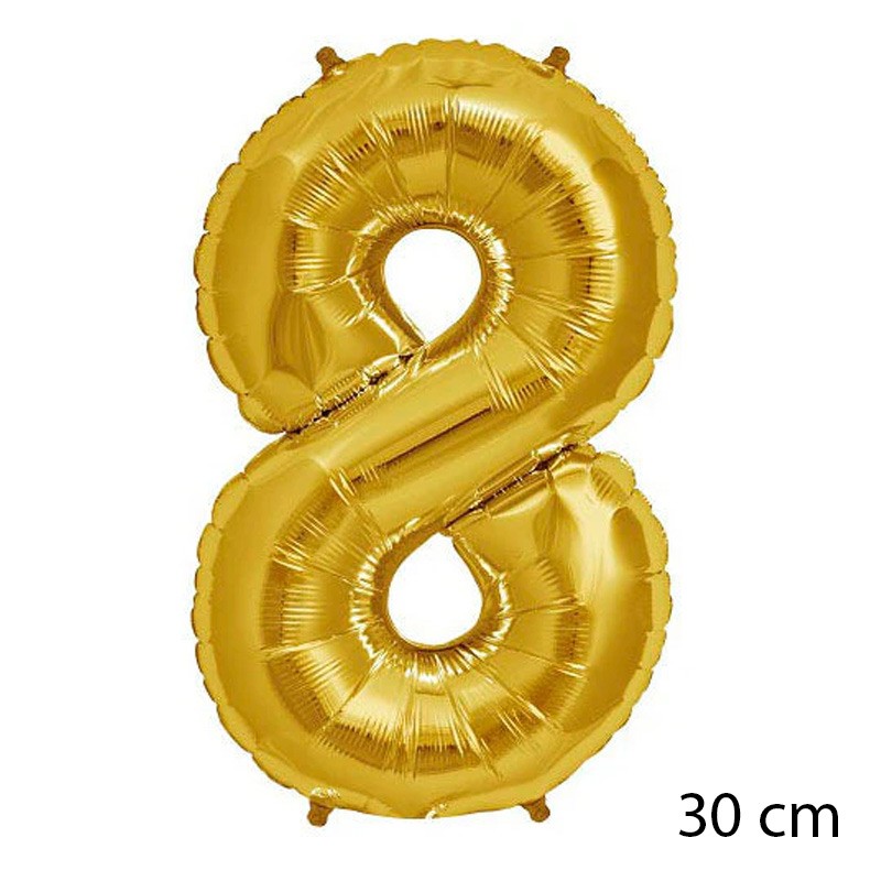 Gold Foil Balloon Number 8 (30 cm)