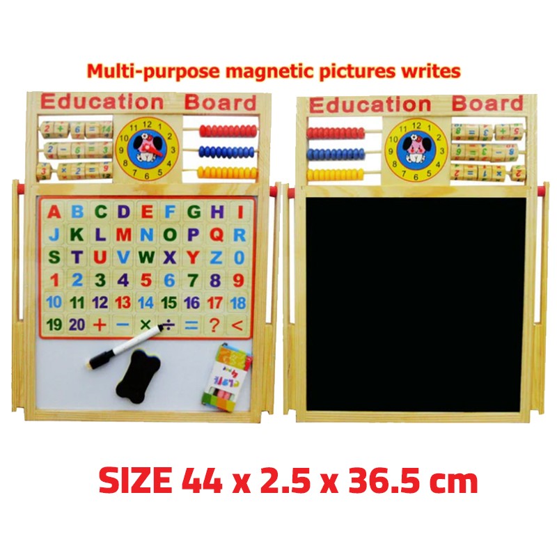 Multi-Purpose Double Sided Board Magnetic Wood Board & Chalkboard 44 cm