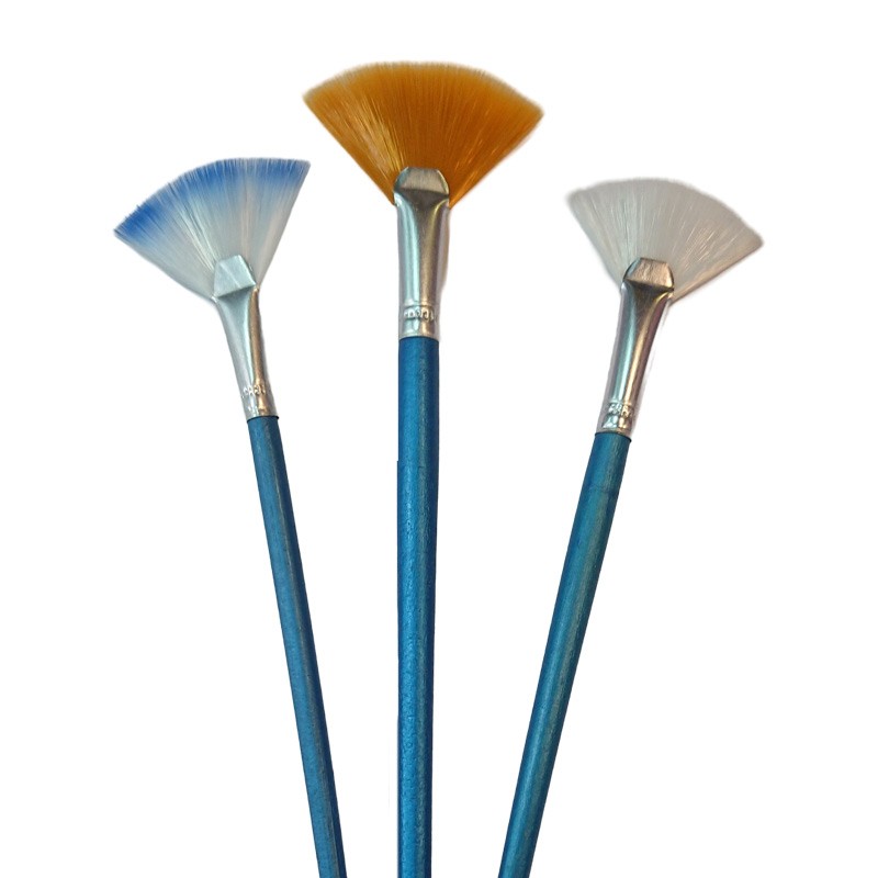 Bi Zhong Jing Pin  Paint Brush Fan Shape  Nylon Bristles Of 3 Pcs