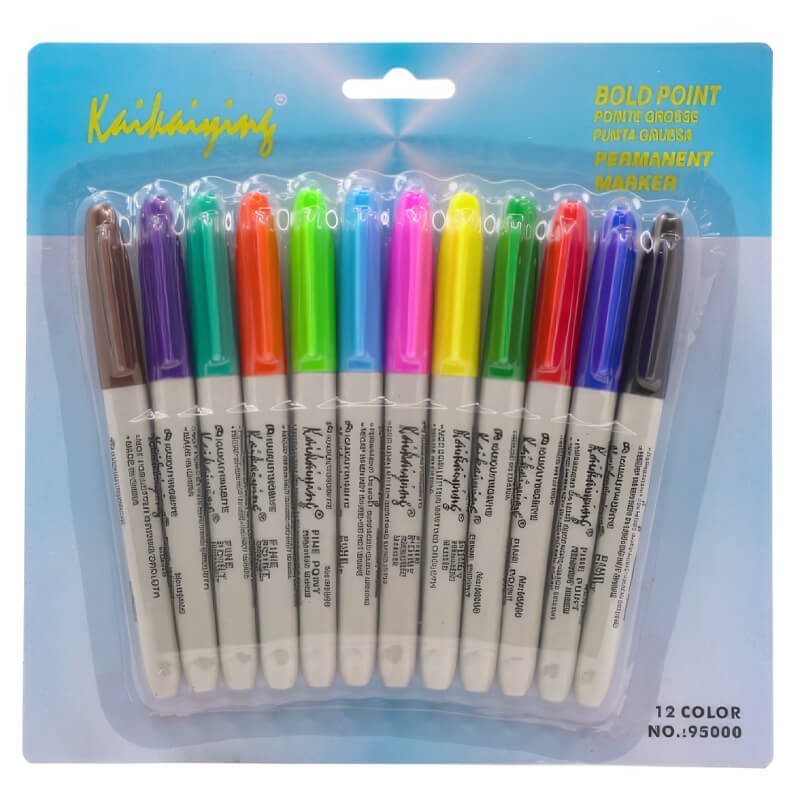 Kaikaiyingbiye Bold Lines Markers, Set of 12 Color (95000)