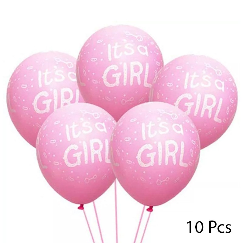 New Born Its A Girl Printed Latex Balloons 10 Pcs Pink-Color 30 cm