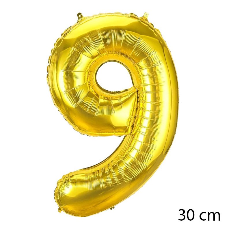 Gold Foil Balloon Number 9 (30 cm)