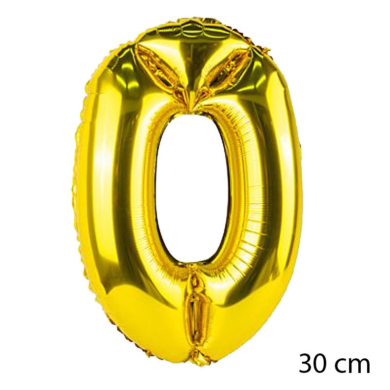 Gold Foil Balloon Number 0 (30 cm)