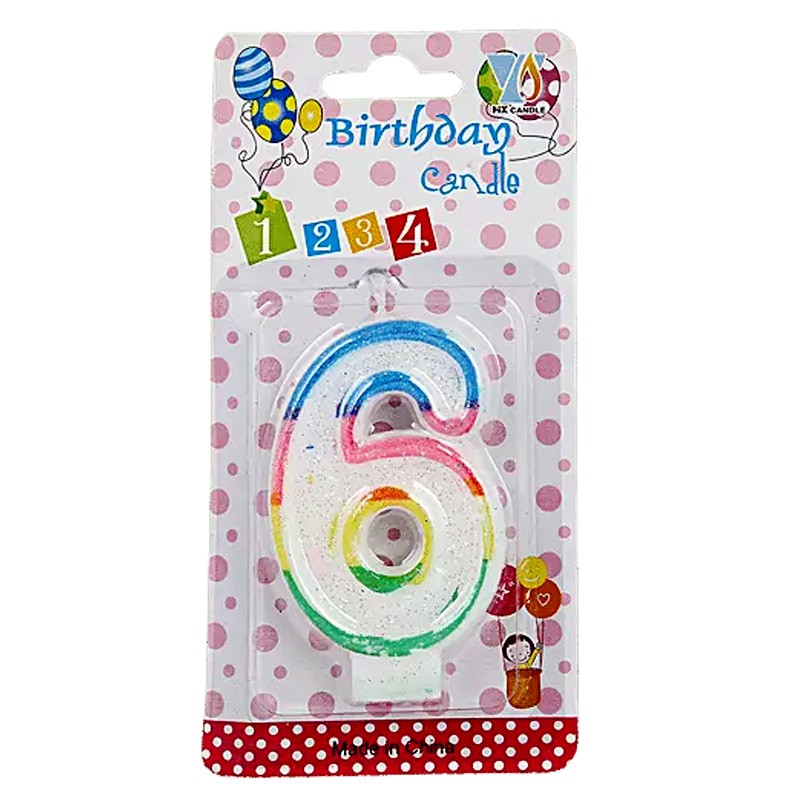 Birthday Candle  Number 6 For Cake Topper