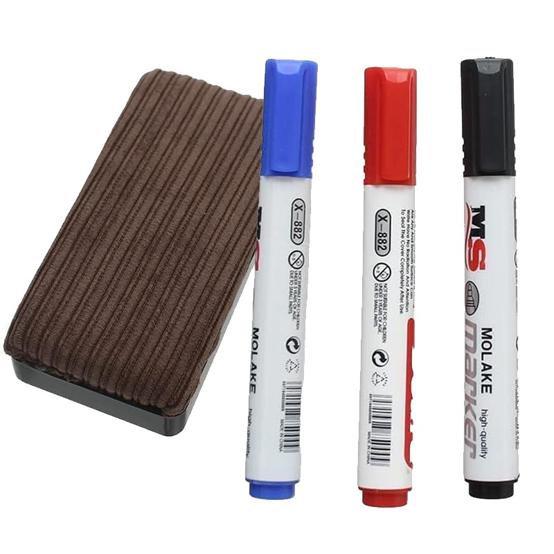 MS White Boarder Marker 3 Pcs With Eraser (882)