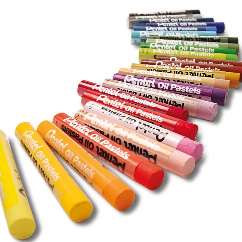 Pentel Arts Crayons Oil Pastels, Assorted colours, 1 pack of 25 sticks (PHN-25)