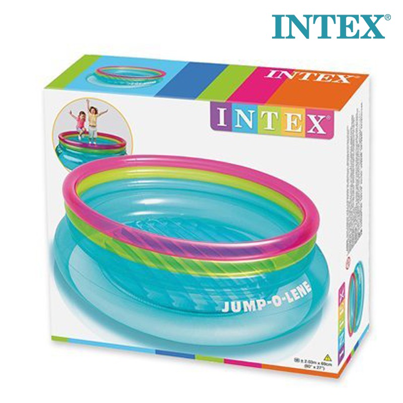 INTEX Jump-O-Lene Inflatable Kids Bounce Ring – Transparent PVC, 2 Jumpers, 203 cm (48267)