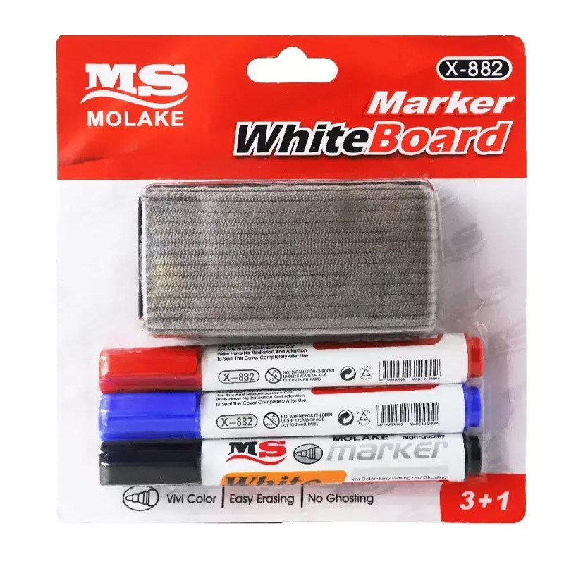 MS White Boarder Marker 3 Pcs With Eraser (882)