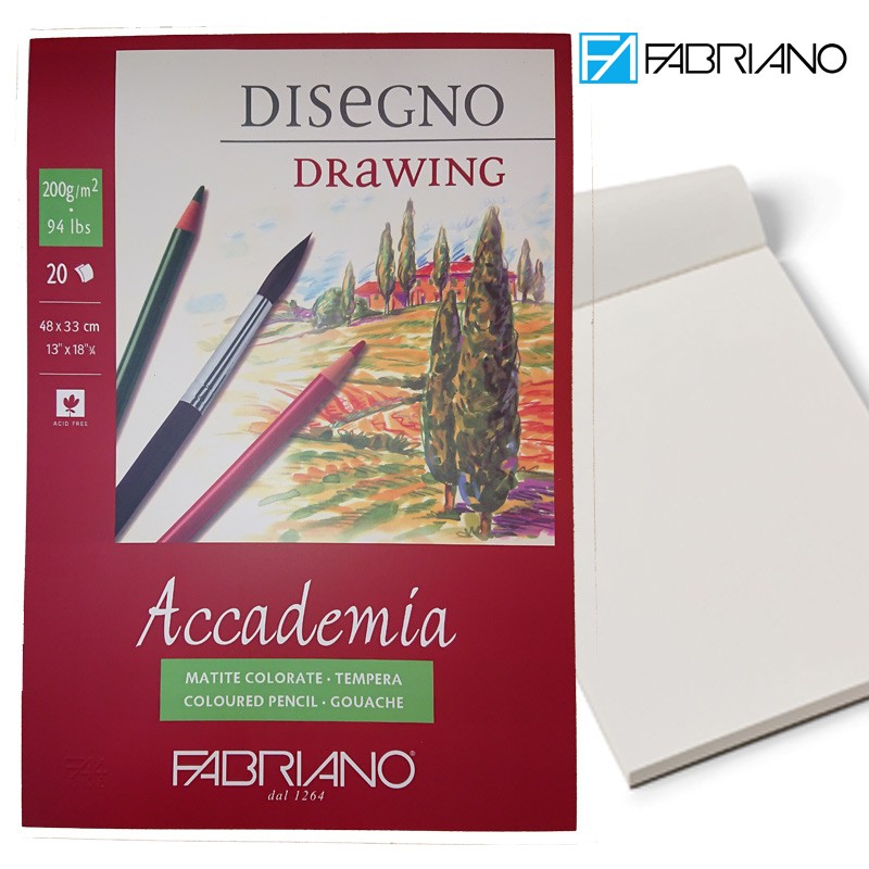 Fabriano One SIde Glued Sheets Drawing Pad Academia A3+ 20 Sheets 200 gsm