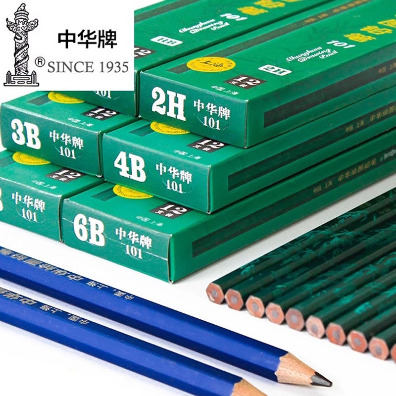 CHUNGHWA 101 High Quality Classic  Hexagonal Wooden Sketch Drawing Pencil 12 Pcs