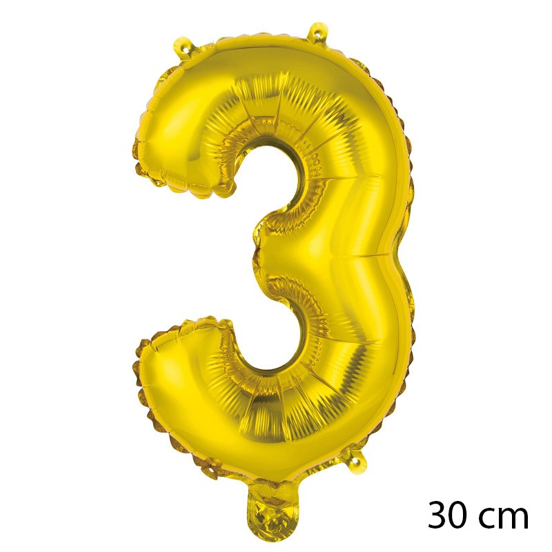 Gold Foil Balloon Number 3 (30 cm)