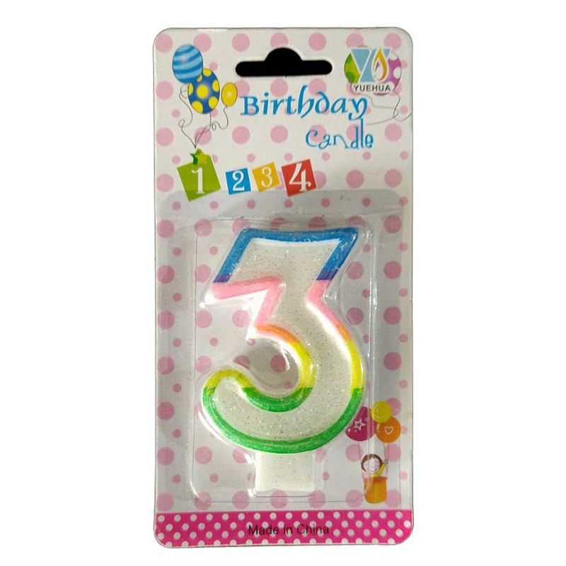 Birthday Candle  Number 3 For Cake Topper