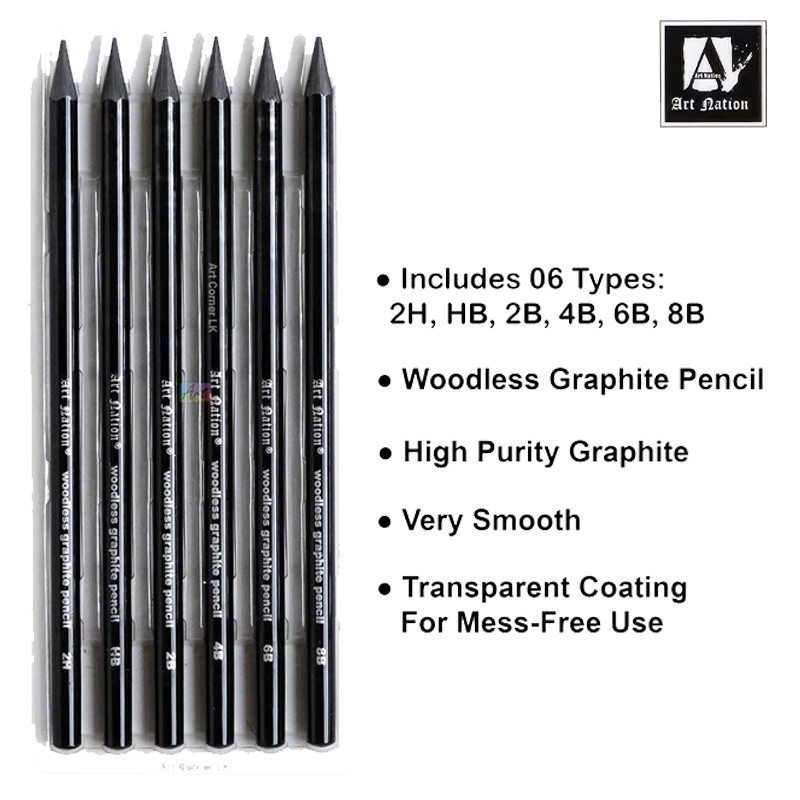 Art Nation Woodless Graphite Sketch Pencils 6 Pieces (WGH06175)