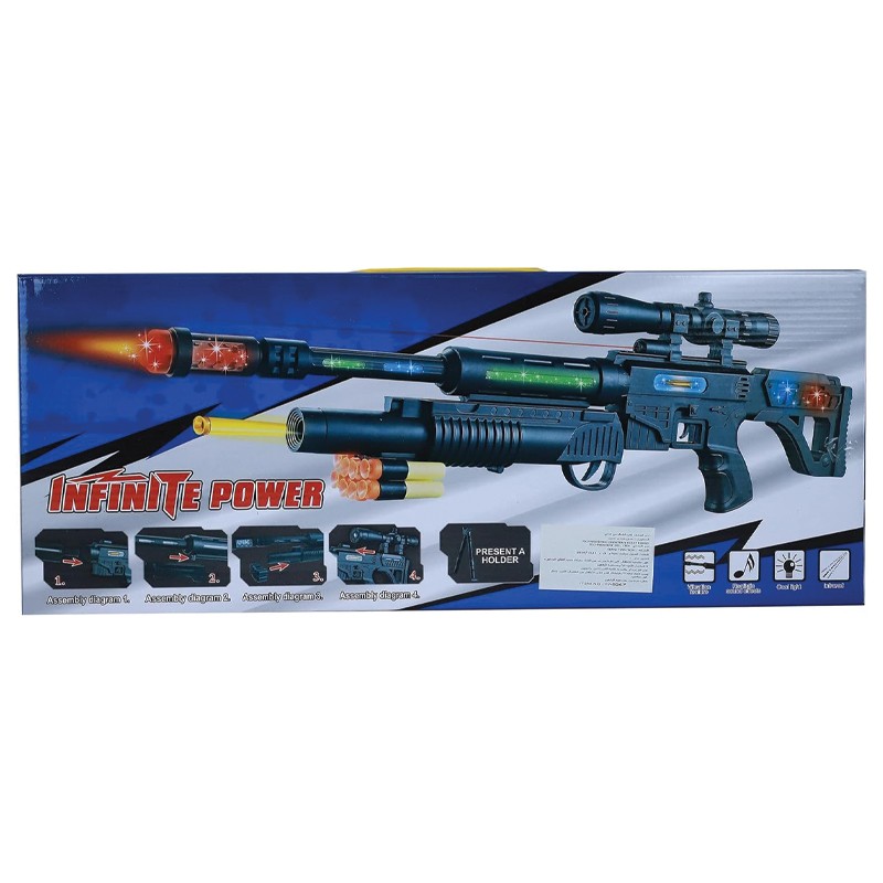 Power Infinite Soft Bullet Gun With Sound & light 68 cm (929)
