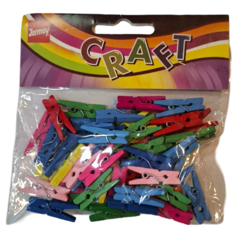 Mini Colored Wood Clips Clothespins  50 Clips 2.5 x 0.8 cm