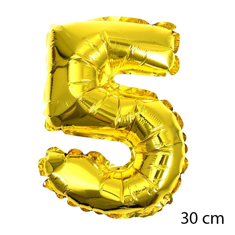 Gold Foil Balloon Number 5 (30 cm)
