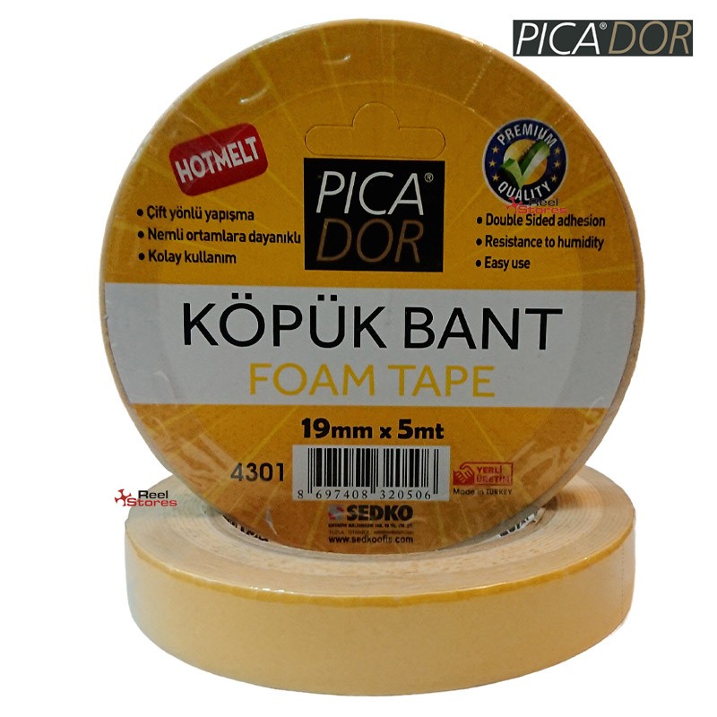 PICADOR Double Face Foam Tape 19mm x 5 meter (4301)