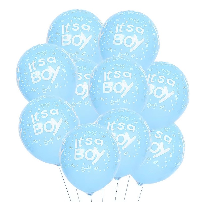 New Born Its A Boy Printed Balloons 10 Pcs Blue-Color 30 cm