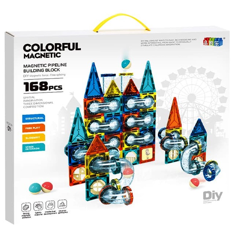 Colorful Magnetic Pipeline Building Blocks 168 Pieces (9923B)