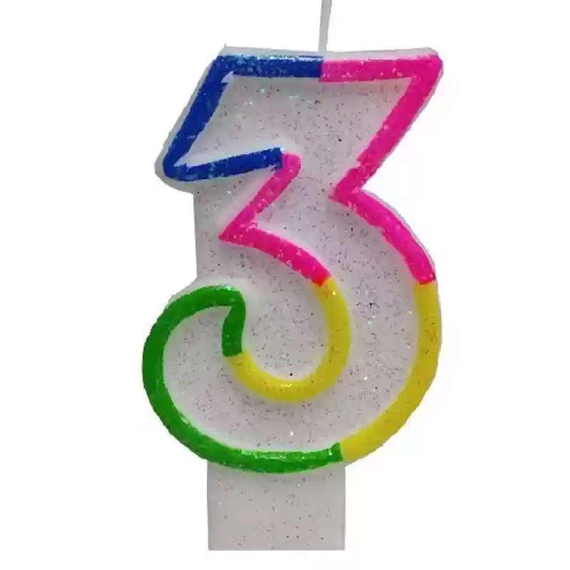 Birthday Candle  Number 3 For Cake Topper