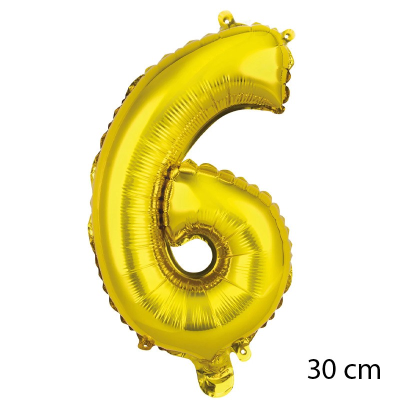 Gold Foil Balloon Number 6 (30 cm)