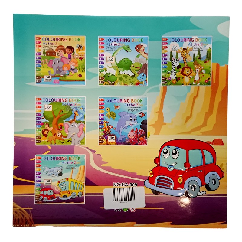 Coloring Book At The Zoo 12 Pages With 50 Stickers (HA-009)