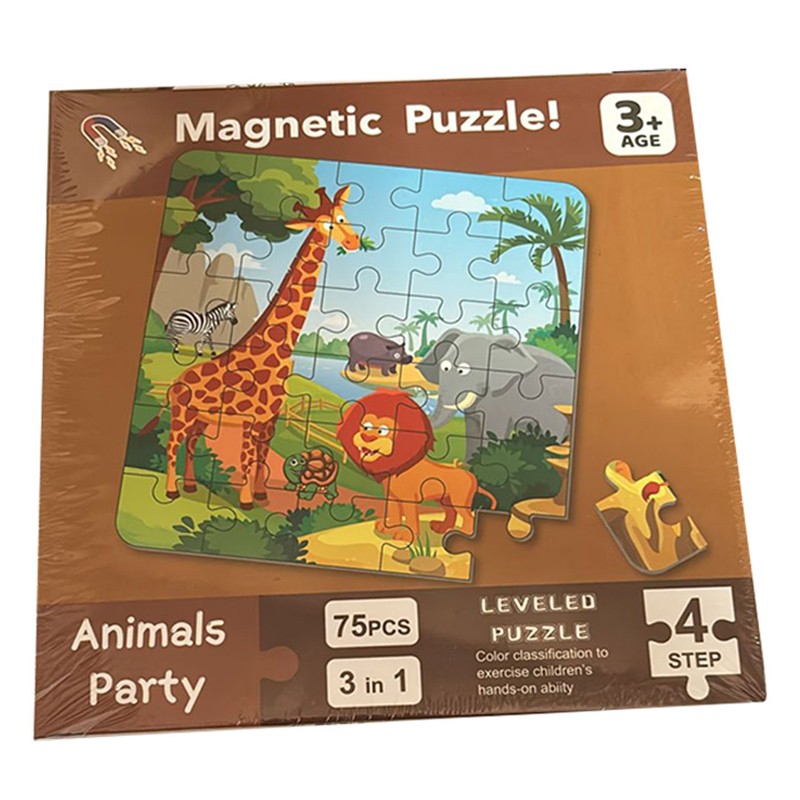 LEVELED Educational Magnetic Puzzles for Kids  75 Pcs Animal Party  3 In 1 (Age 4+)(23034)