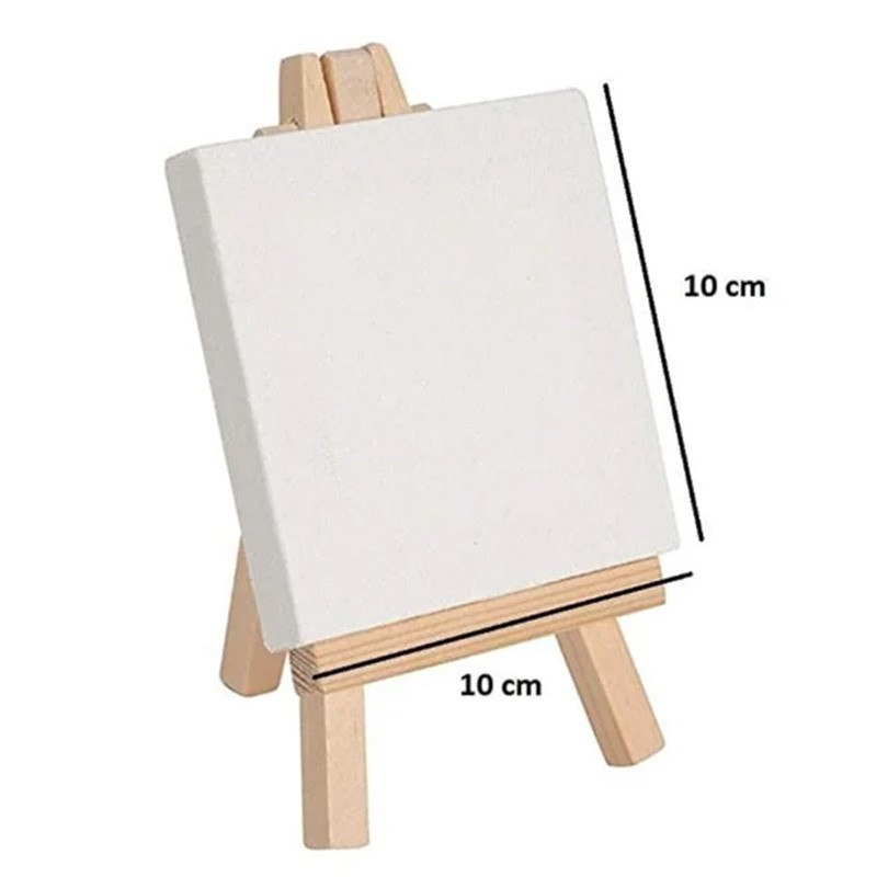 Mini Canvas Board WIth Wood Stand 280 gsm 1 Pcs Size 10 x 10 cm