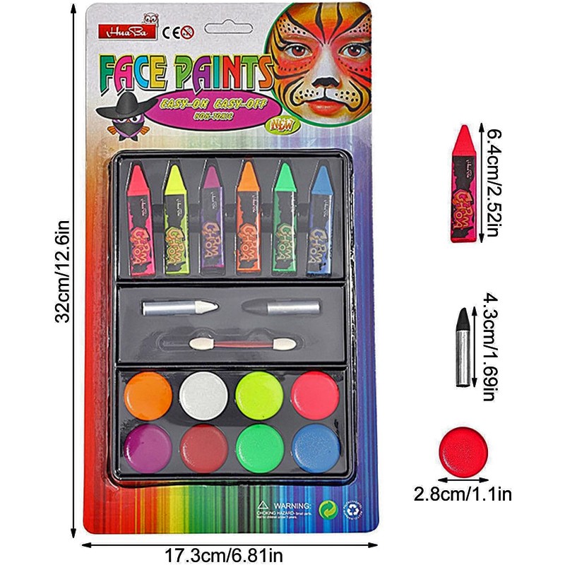 HuaBa Face & Body Painting 14 Colors (HB-6+8)