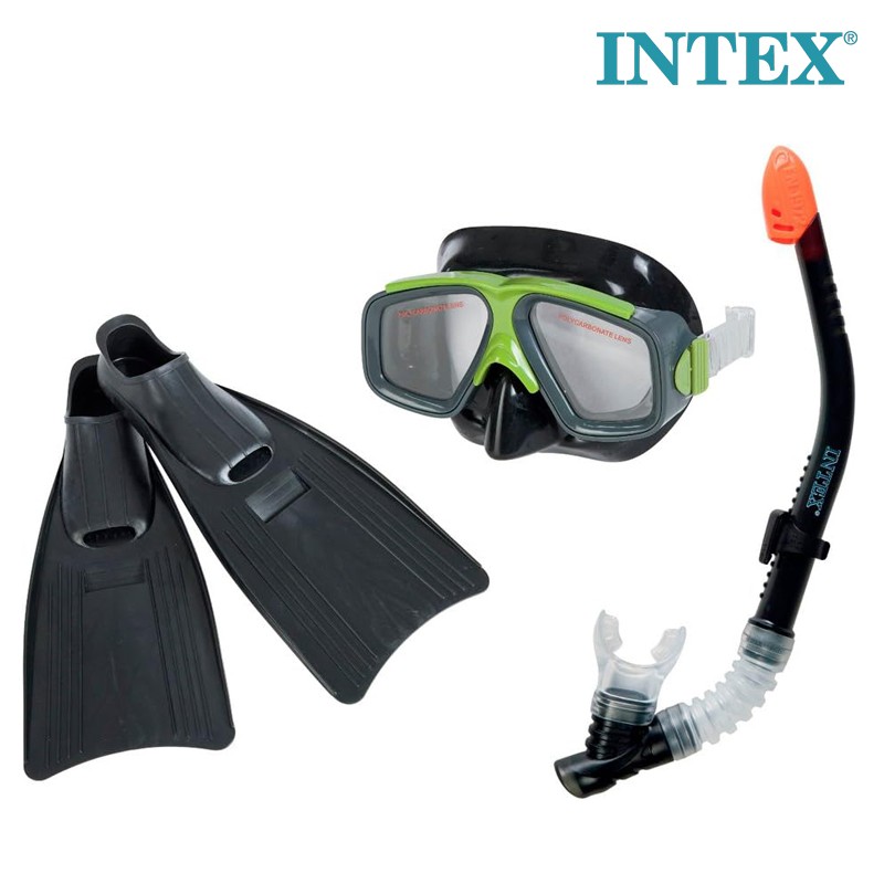INTEX Surf Rider Snorkel, Mask and Flippers Diving Kit Adult Size (55959)