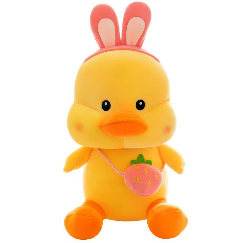 Yellow Duck With Strawberry Soft Plush Stuffed Doll 50 cm