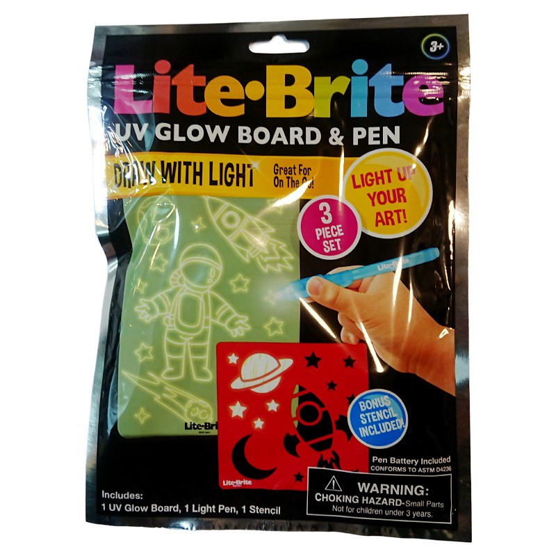 Lite-Brite UV Glow Board & Pen 3 Pcs Set