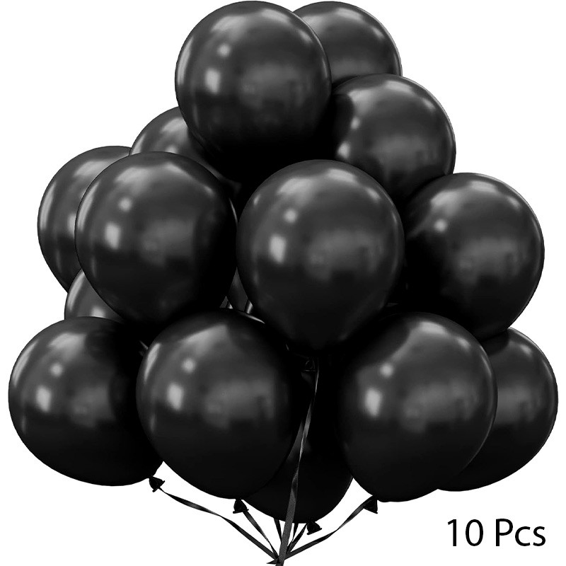 Black Latex Balloons 10 Pcs 12 Inch (PIC)