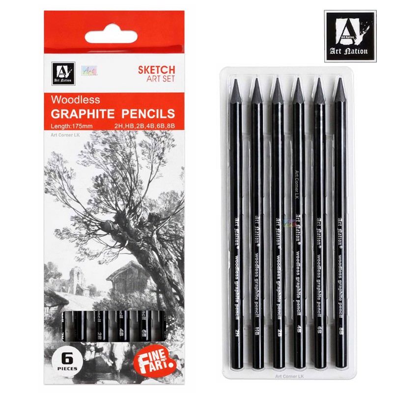 Art Nation Woodless Graphite Sketch Pencils 6 Pieces (WGH06175)