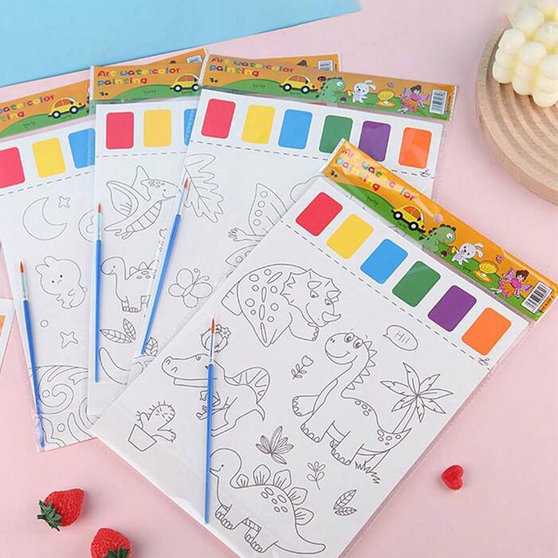 Double Side Drawing Card With Solid Water Colors & Brush