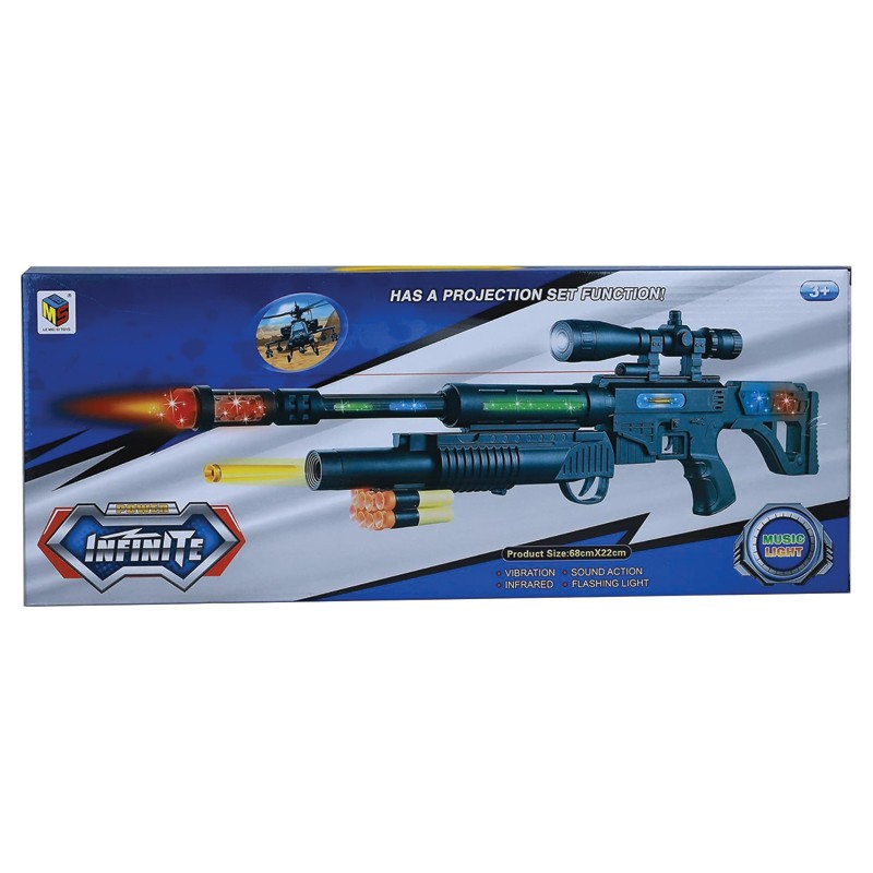 Power Infinite Soft Bullet Gun With Sound & light 68 cm (929)