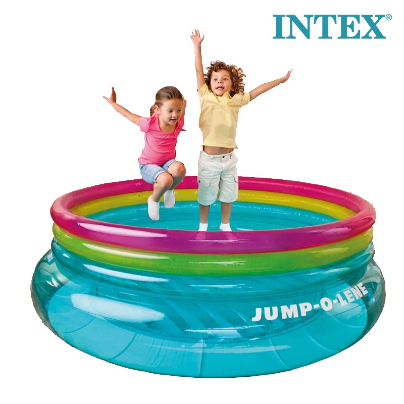 INTEX Jump-O-Lene Inflatable Kids Bounce Ring – Transparent PVC, 2 Jumpers, 203 cm (48267)