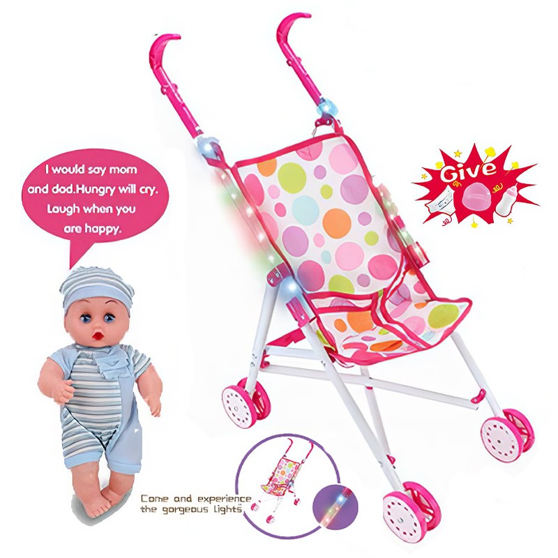 My First Doll With Stroller With lights