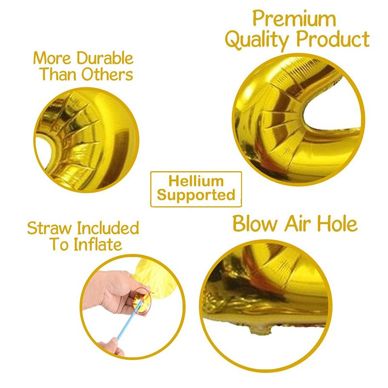 Gold Foil Balloon Number 9 (30 cm)