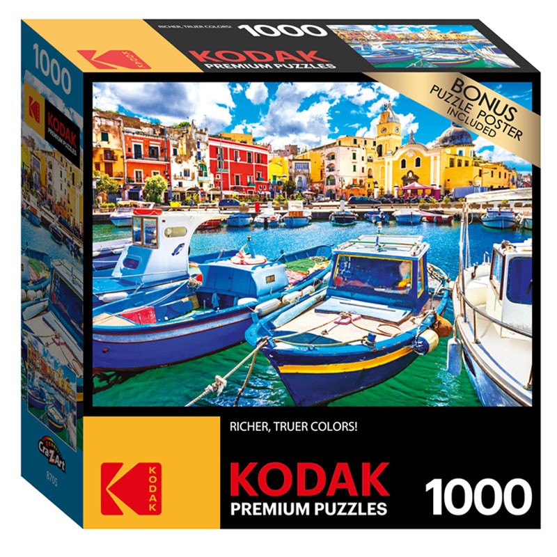 KODAK Premium Jigsaw Puzzles Colorful Procida Island and Boats, Italy 1000 Pcs