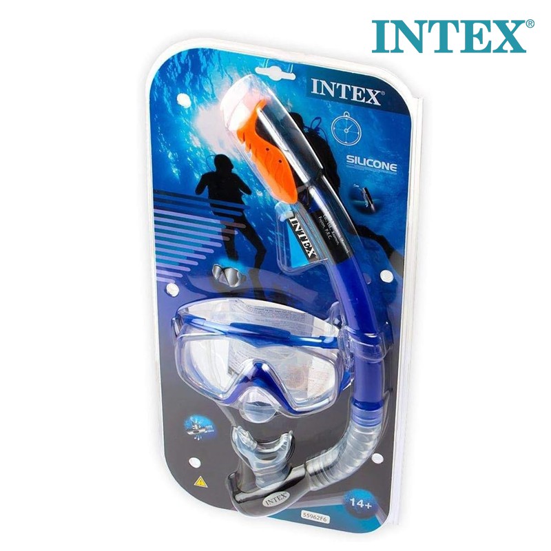 INTEX  Silicone Aqua Pro Snorkel Swim Set, Blue (55962)