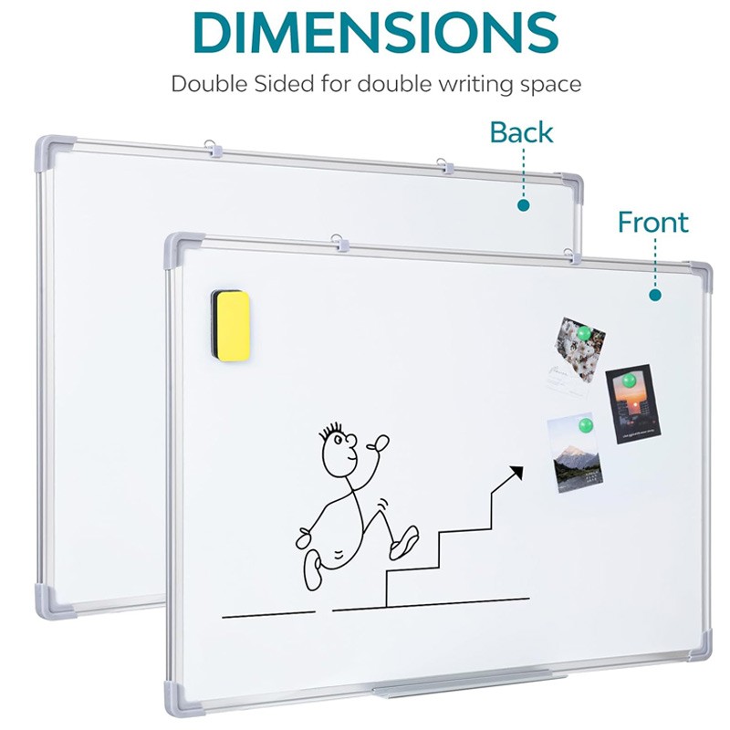 Magnetic Whiteboard Double side Aluminium Frame for Walls in Home Office & School Size (60 x 40 ) cm