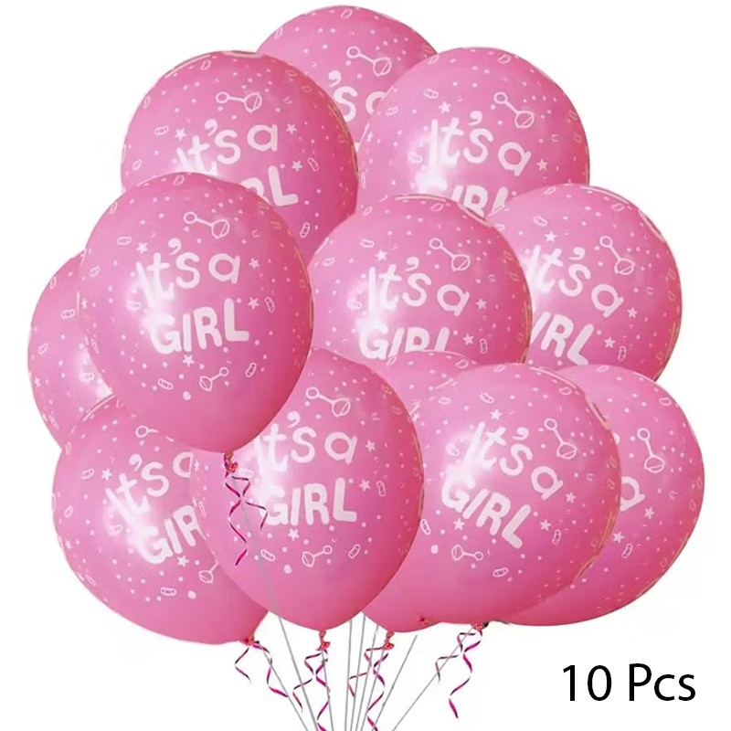 New Born Its A Girl Printed Latex Balloons 10 Pcs Pink-Color 30 cm
