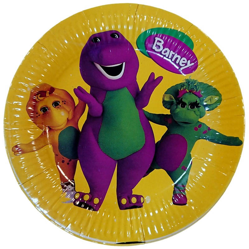Birthday Plates Printed Barney Character 10 Pcs