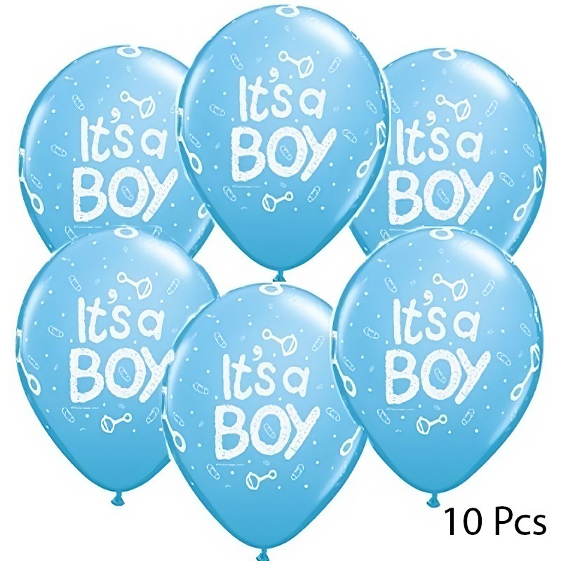 New Born Its A Boy Printed Balloons 10 Pcs Blue-Color 30 cm
