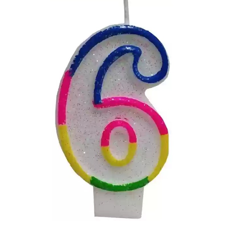 Birthday Candle  Number 6 For Cake Topper