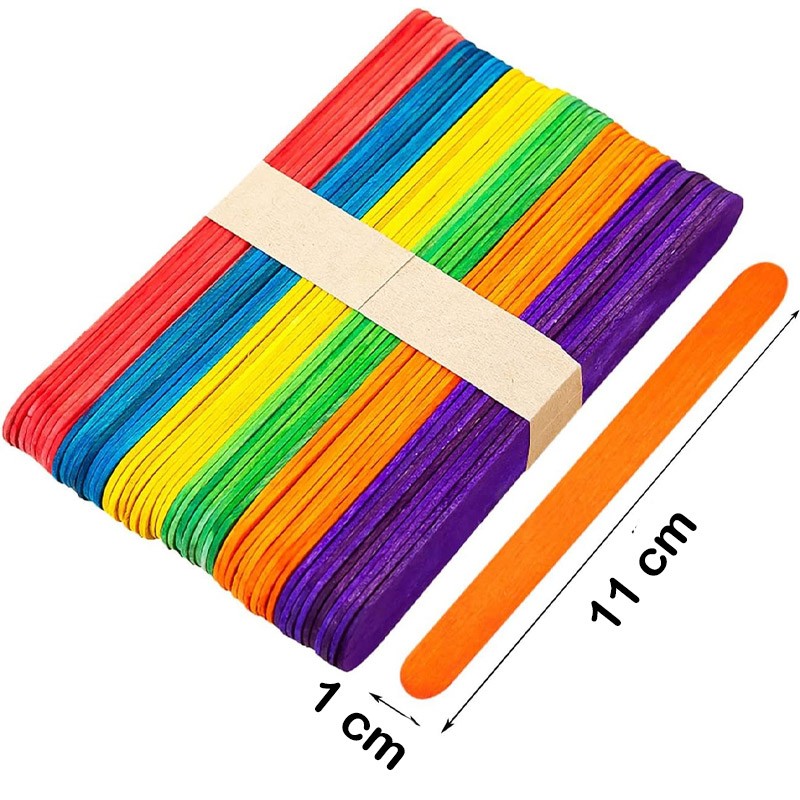 Colored Wooden  Sticks  For Crafts 50 Pcs 11 x 1 cm