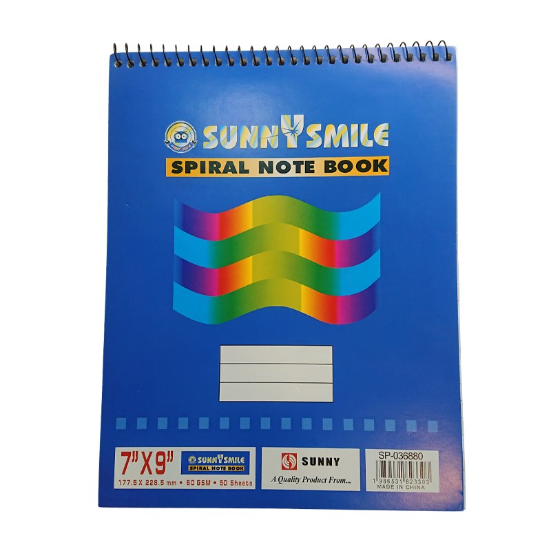 SUNNYSMILE Spiral Note Book 17.75 X 22.85 cm 60gsm 50 Sheets (SP-036880)