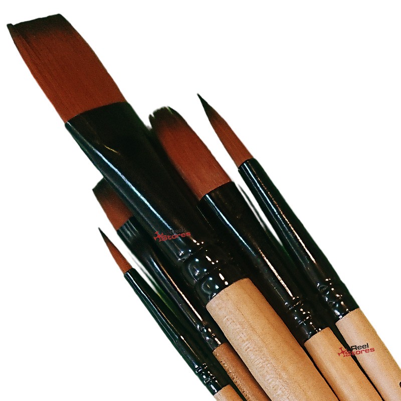RUSH ART Set Of 5 Art Brushes For Acrylic Paints ,Round , Flat , Oval   (AS550-1)